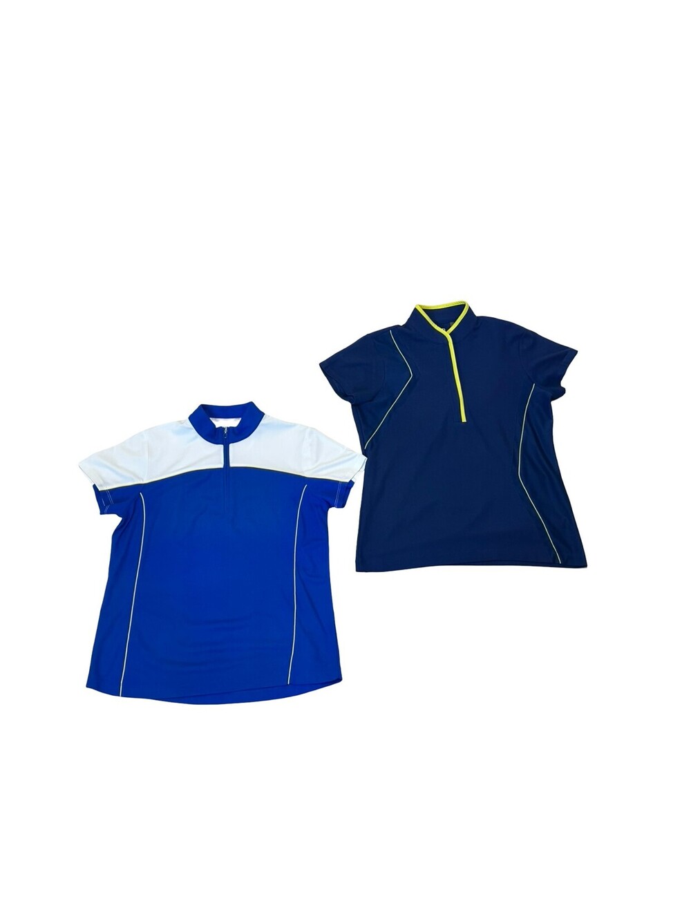 EP Pro Tour Tech Golf Polo Shirts Lot of 2 Women's M Blue White Navy Quarter Zip